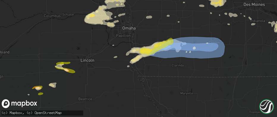 Hail map in Thurman, IA on May 15, 2026