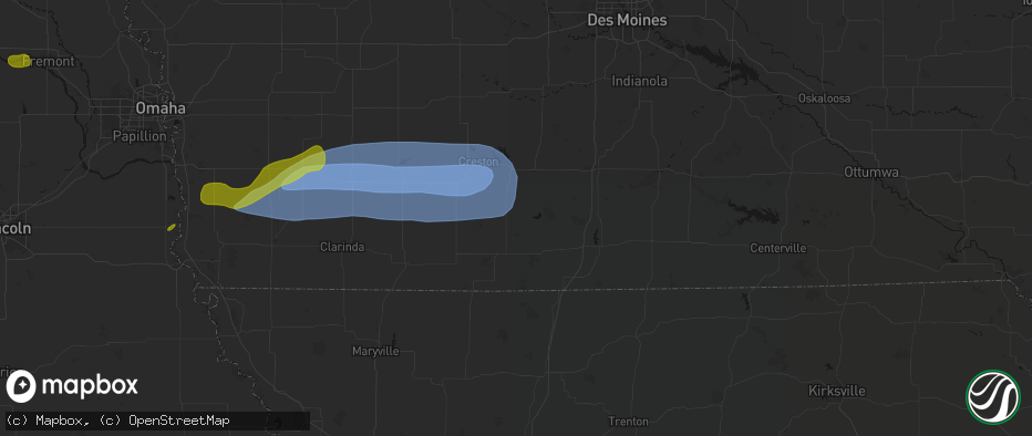 Hail map in Tingley, IA on May 15, 2026