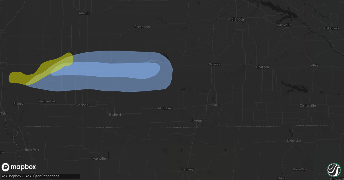 Hail map in Tingley, IA on May 15, 2026