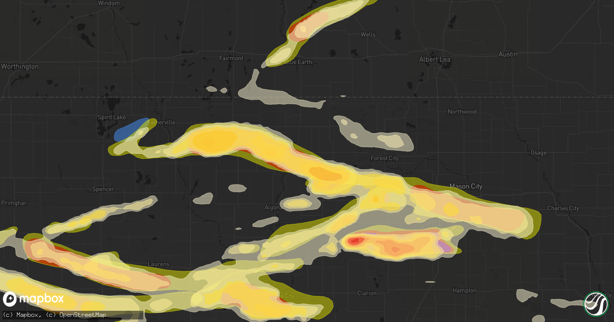 Hail map in Titonka, IA on May 15, 2026