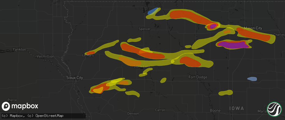Hail map in Truesdale, IA on May 15, 2026
