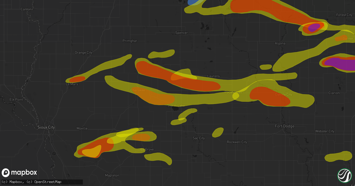 Hail map in Truesdale, IA on May 15, 2026