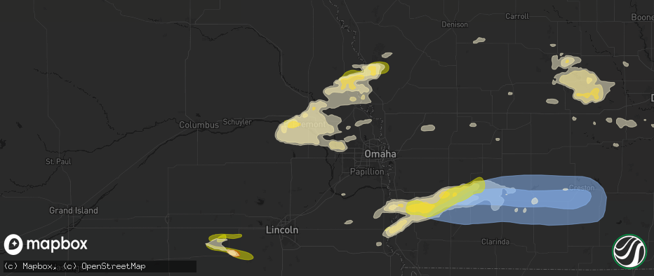 Hail map in Valley, NE on May 15, 2026