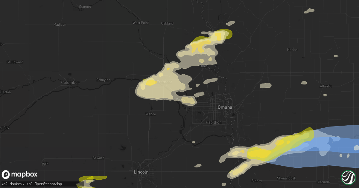 Hail map in Valley, NE on May 15, 2026