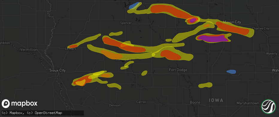Hail map in Varina, IA on May 15, 2026