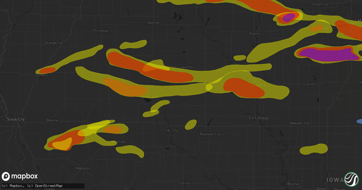 Hail map in Varina, IA on May 15, 2026