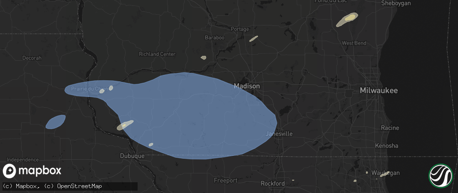 Hail map in Verona, WI on May 15, 2026