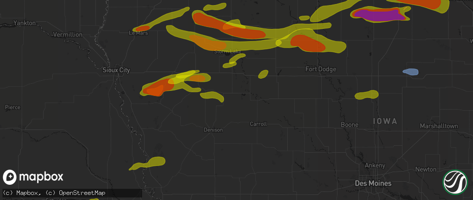 Hail map in Wall Lake, IA on May 15, 2026
