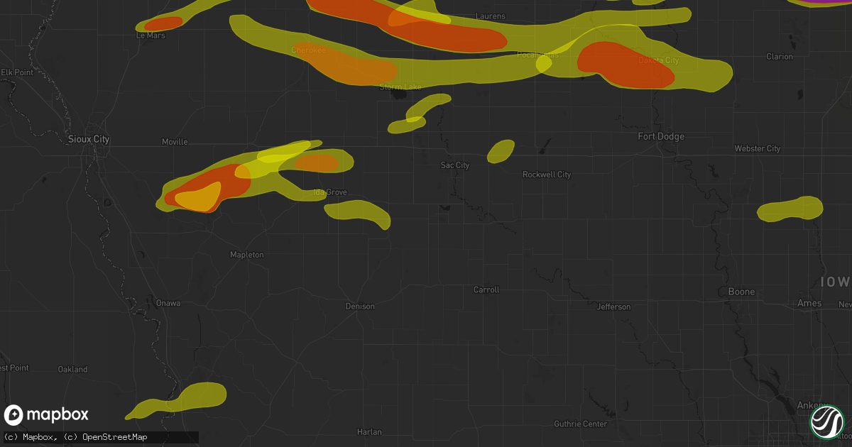 Hail map in Wall Lake, IA on May 15, 2026