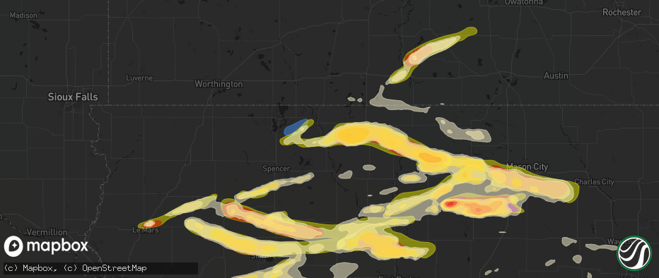 Hail map in Wallingford, IA on May 15, 2026