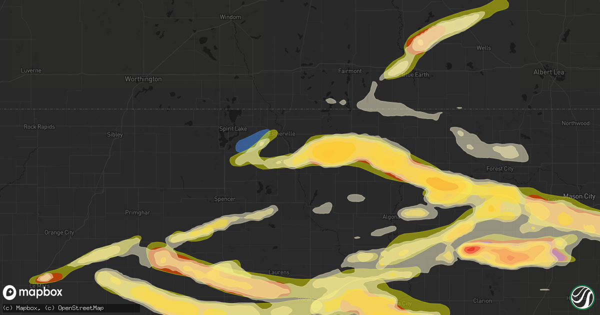 Hail map in Wallingford, IA on May 15, 2026