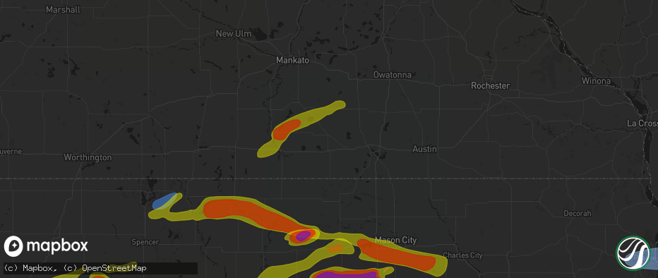 Hail map in Wells, MN on May 15, 2026