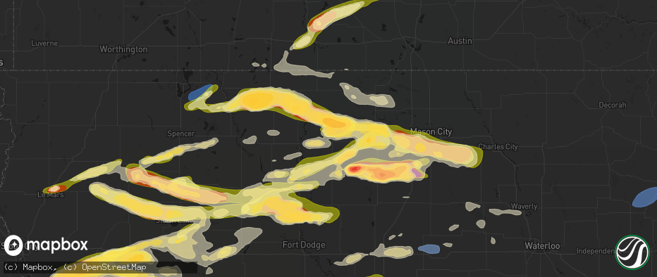 Hail map in Wesley, IA on May 15, 2026