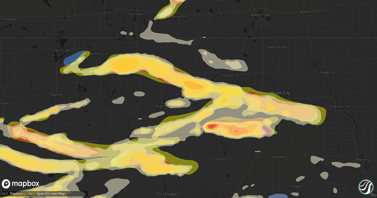 Hail map in Wesley, IA on May 15, 2026
