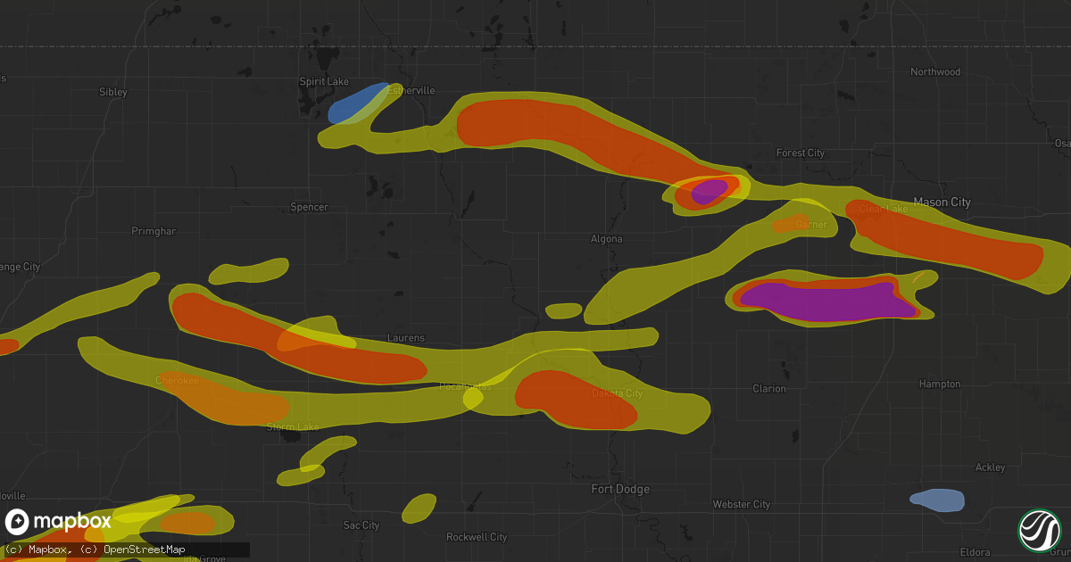 Hail map in West Bend, IA on May 15, 2026