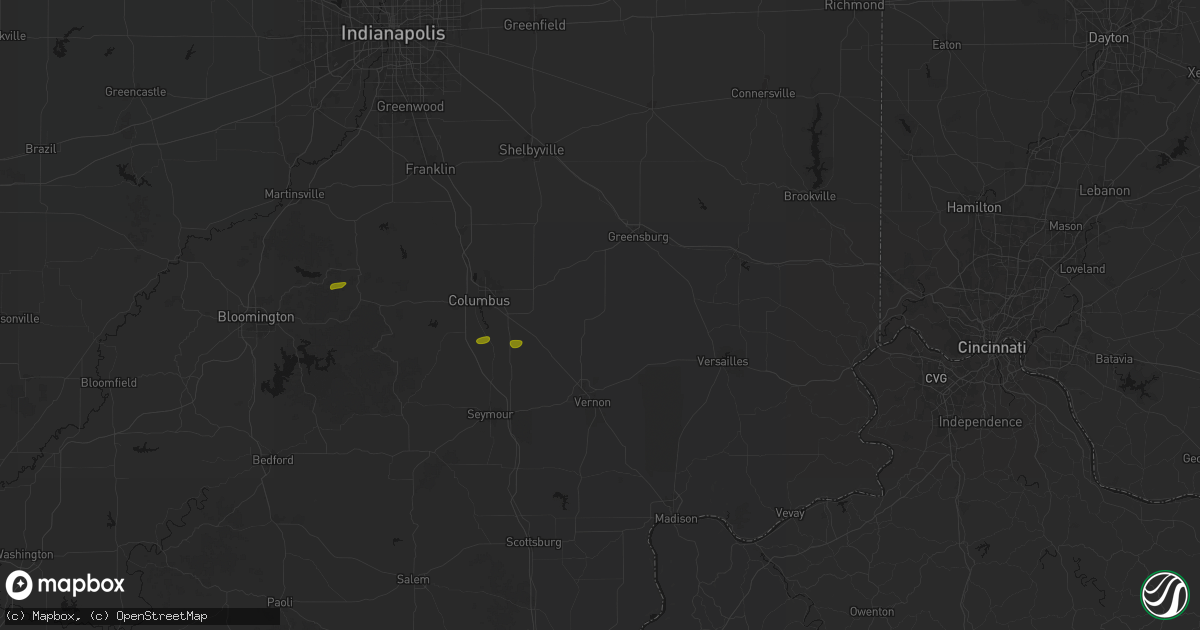 Hail map in Westport, IN on May 15, 2026