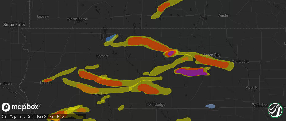 Hail map in Whittemore, IA on May 15, 2026