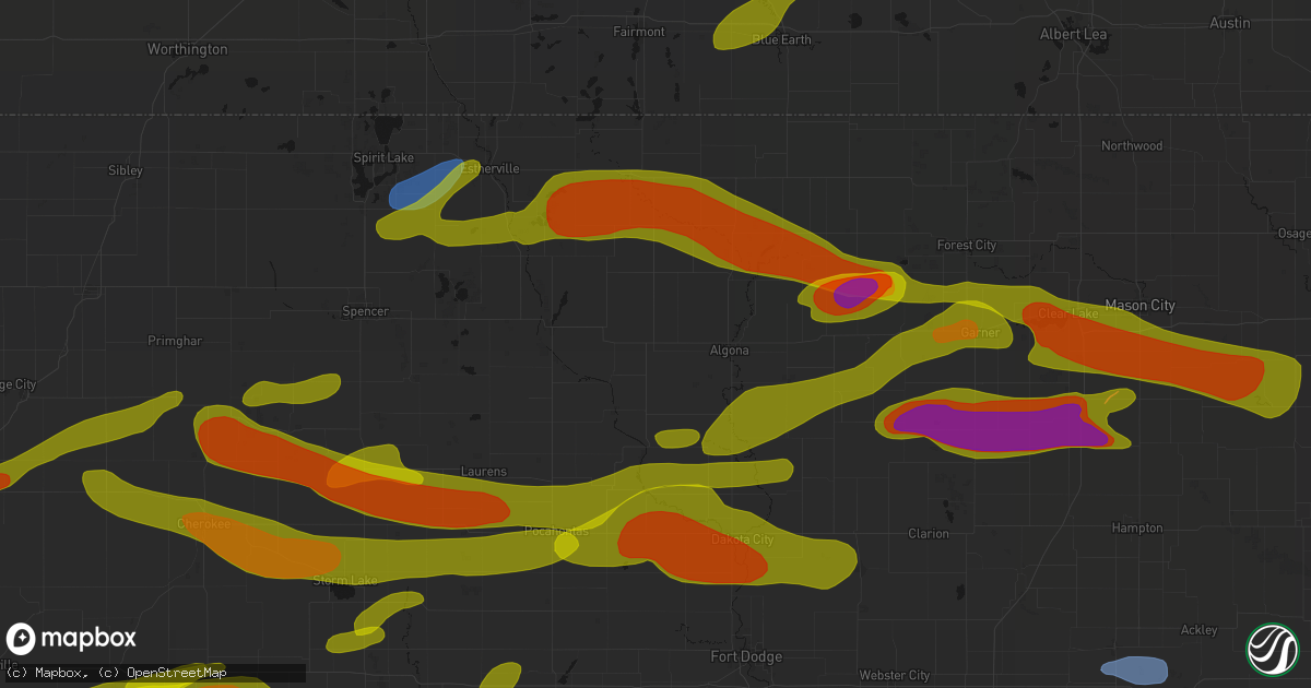 Hail map in Whittemore, IA on May 15, 2026