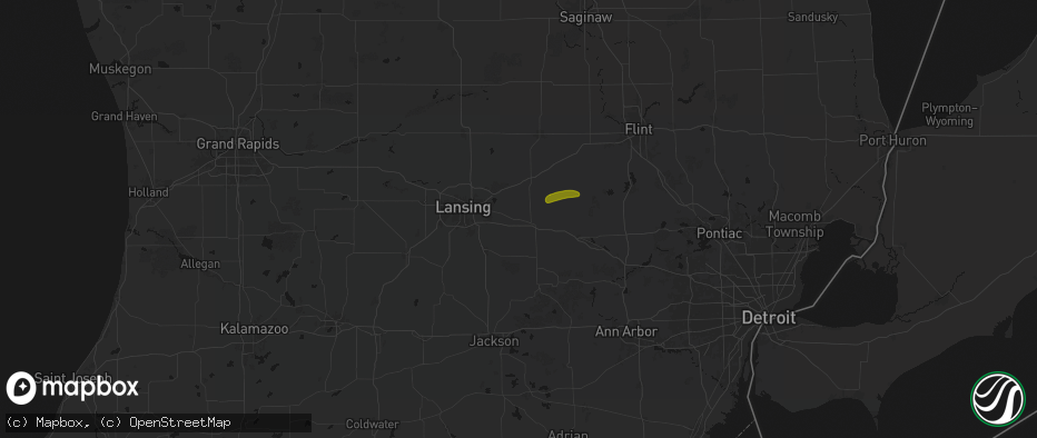 Hail map in Williamston, MI on May 15, 2026