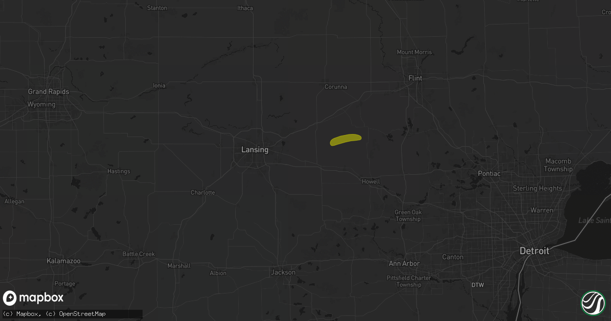 Hail map in Williamston, MI on May 15, 2026