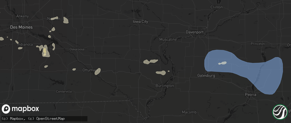 Hail map in Winfield, IA on May 15, 2026