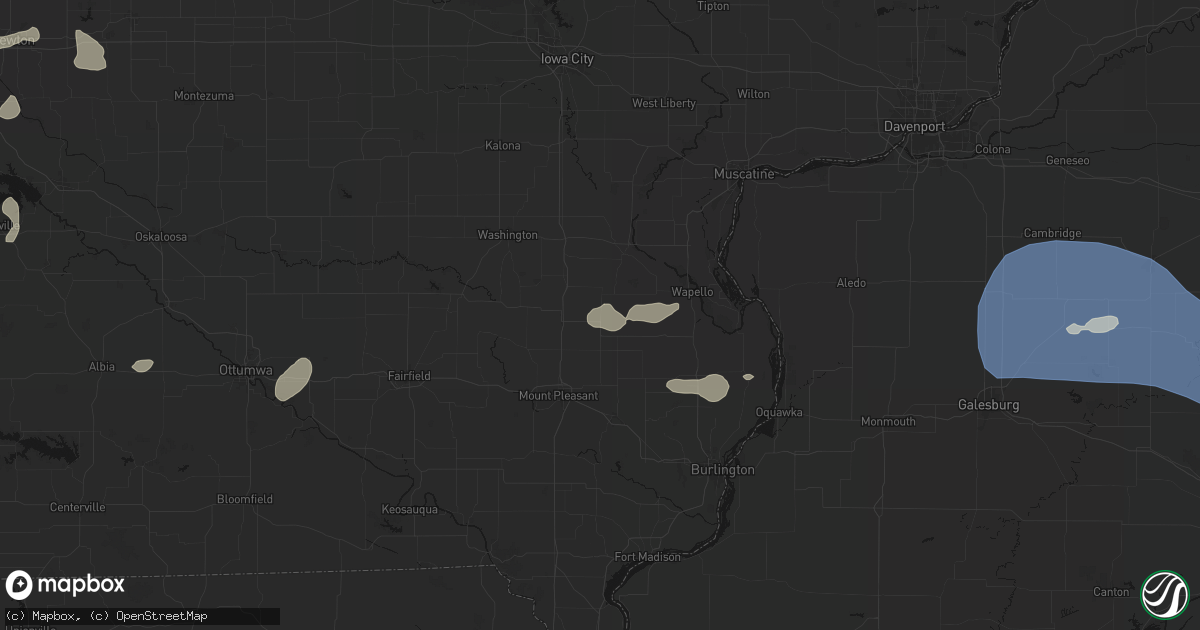 Hail map in Winfield, IA on May 15, 2026