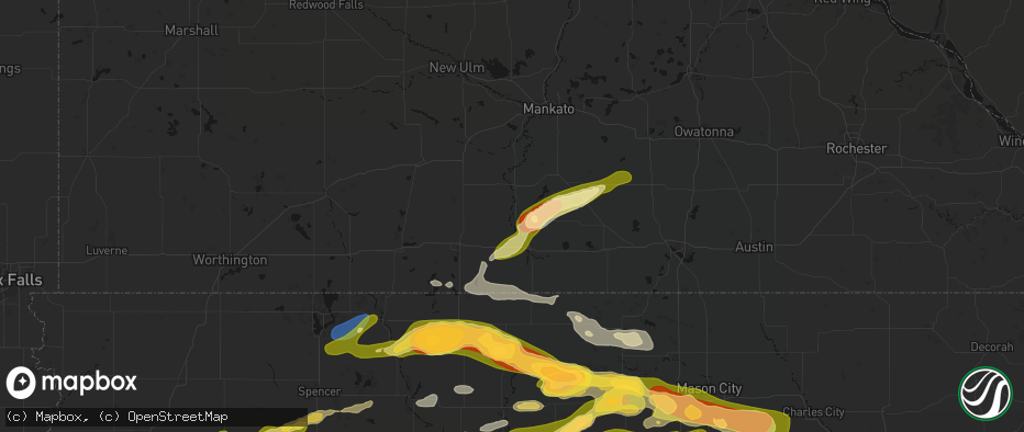 Hail map in Winnebago, MN on May 15, 2026