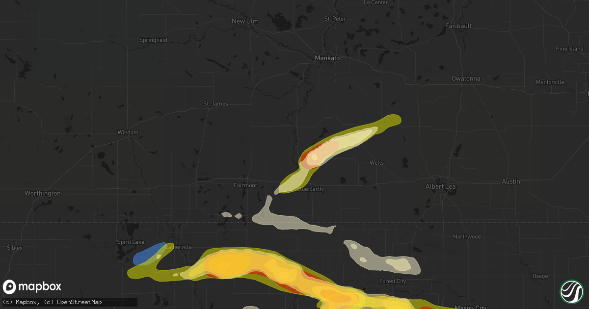 Hail map in Winnebago, MN on May 15, 2026