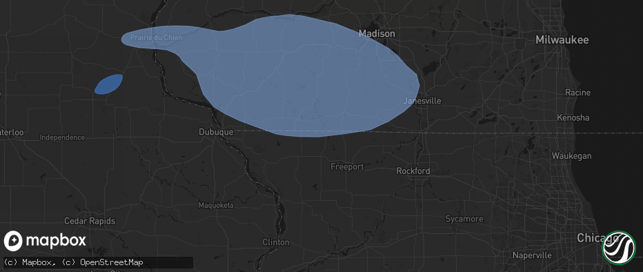 Hail map in Winslow, IL on May 15, 2026