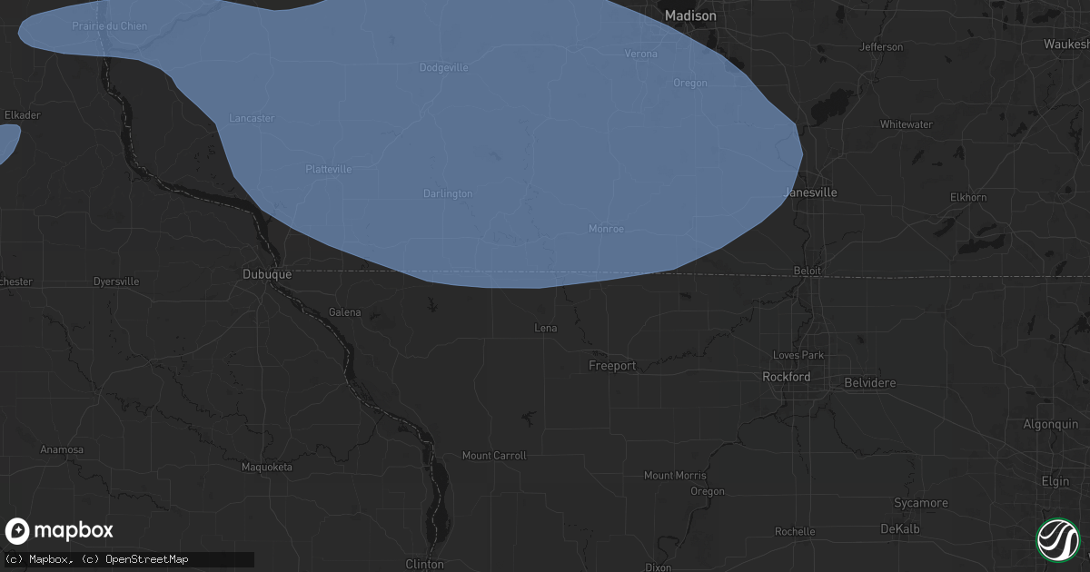 Hail map in Winslow, IL on May 15, 2026
