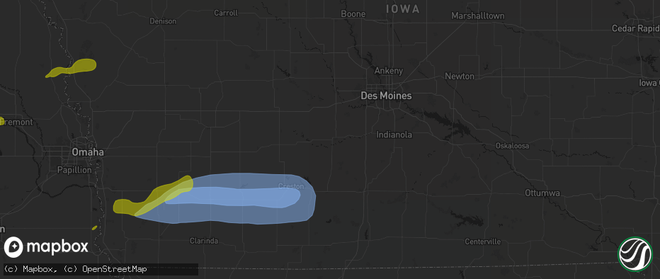 Hail map in Winterset, IA on May 15, 2026