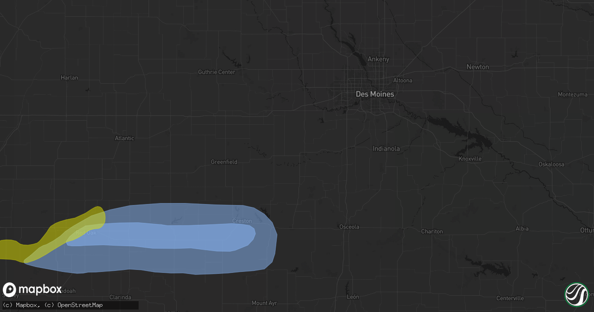 Hail map in Winterset, IA on May 15, 2026