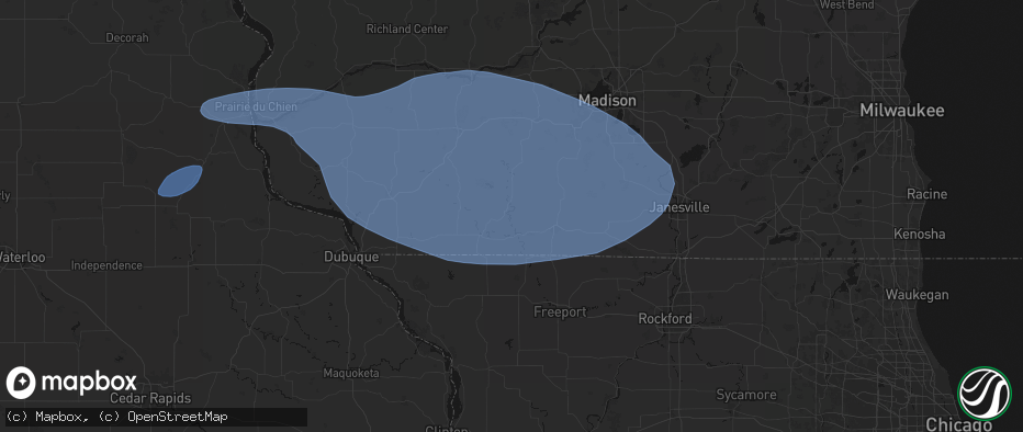Hail map in Woodford, WI on May 15, 2026