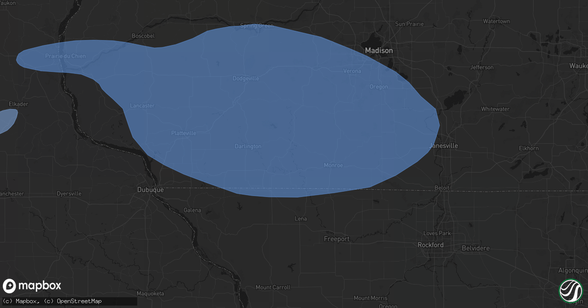 Hail map in Woodford, WI on May 15, 2026