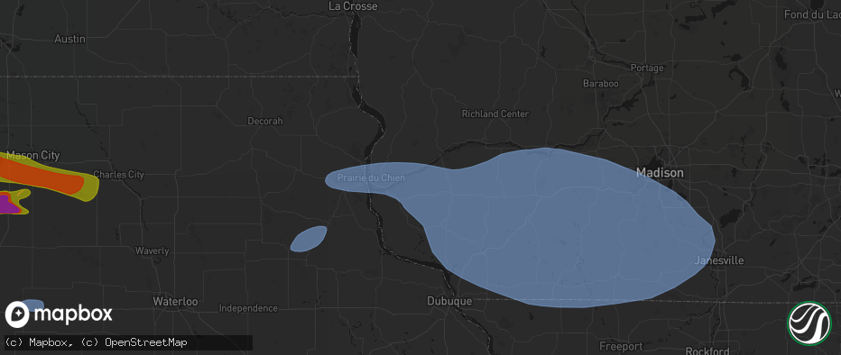 Hail map in Woodman, WI on May 15, 2026