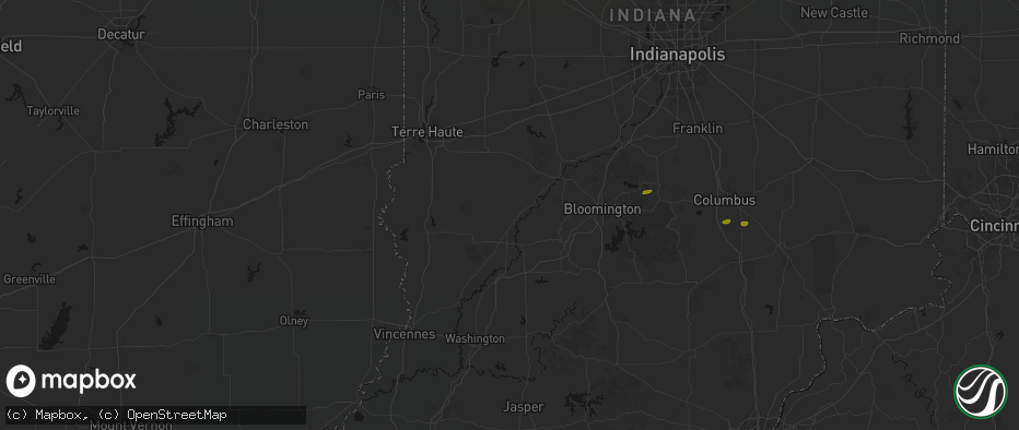 Hail map in Worthington, IN on May 15, 2026