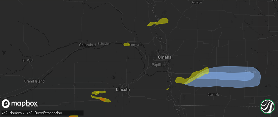 Hail map in Yutan, NE on May 15, 2026