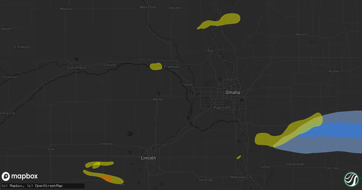 Hail map in Yutan, NE on May 15, 2026