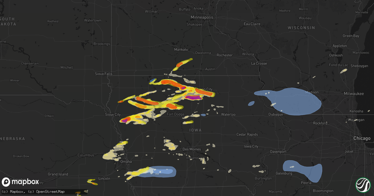 Hail map on May 15, 2026