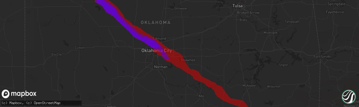 Hail map in Mcloud, OK on May 16, 2010
