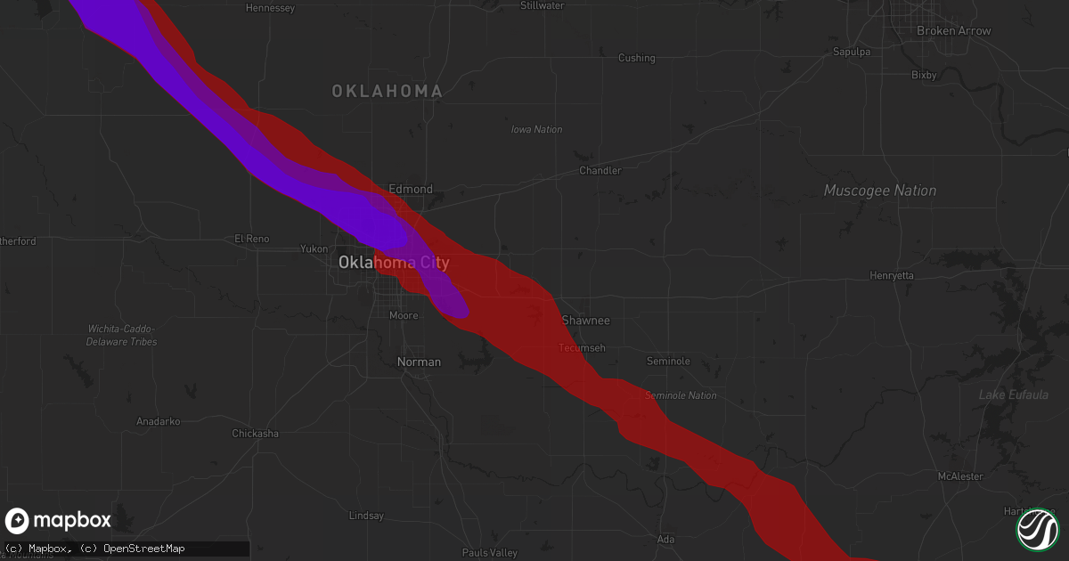 Hail map in Mcloud, OK on May 16, 2010