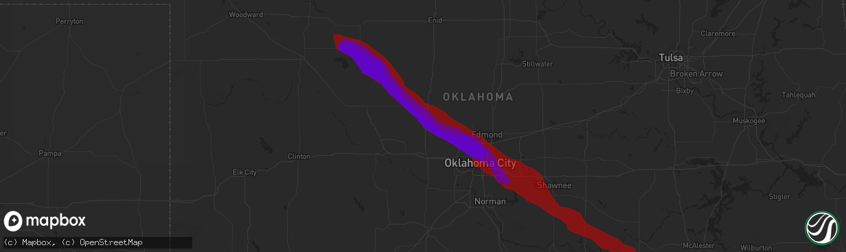Hail map in Okarche, OK on May 16, 2010
