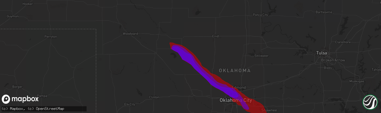 Hail map in Okeene, OK on May 16, 2010