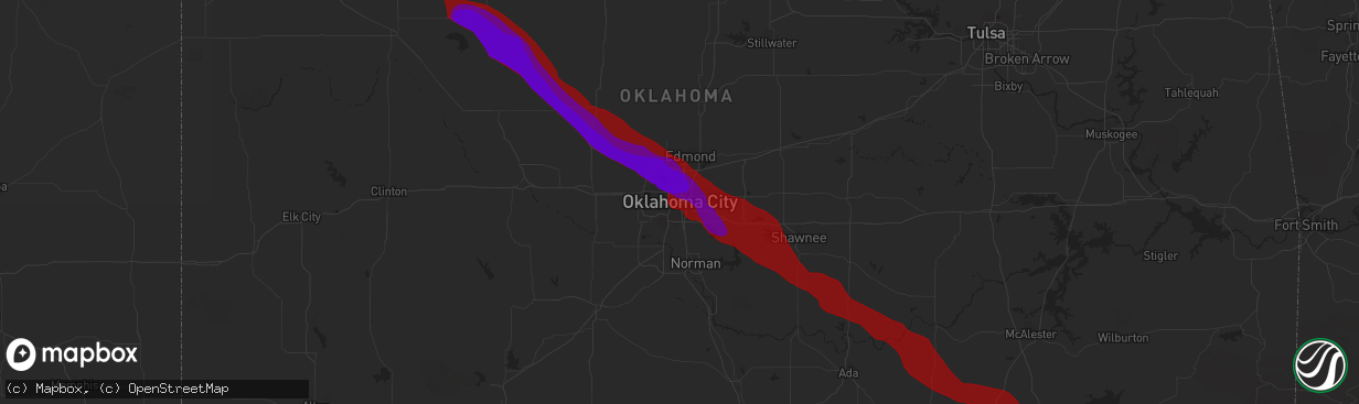 Hail map in Oklahoma City, OK on May 16, 2010