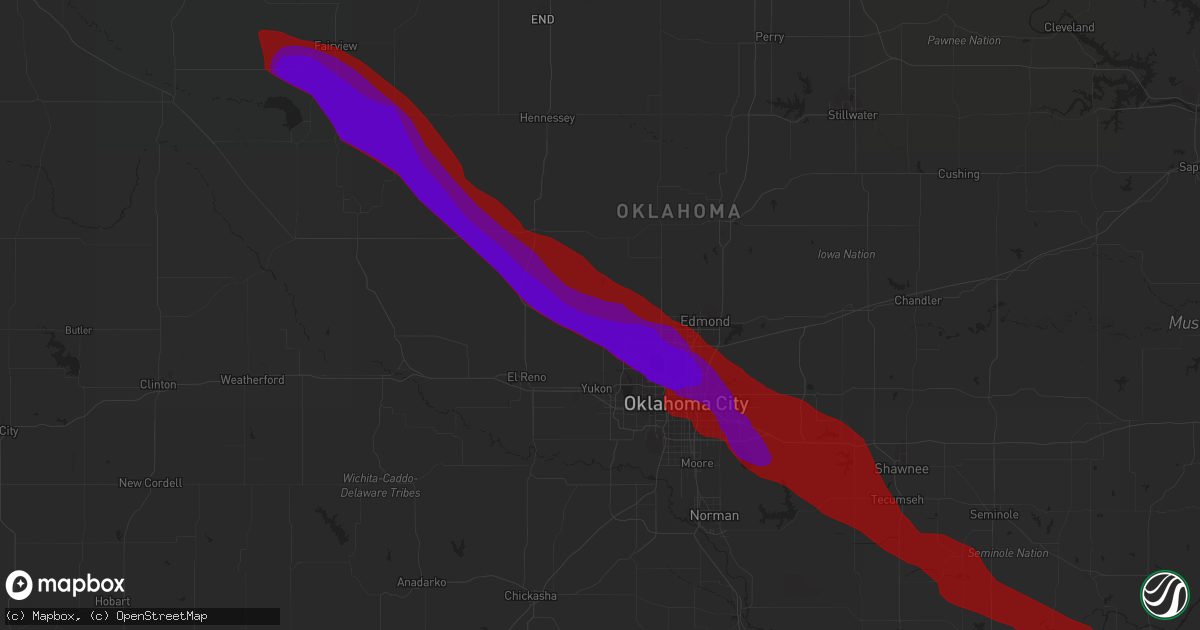 Hail map in Piedmont, OK on May 16, 2010