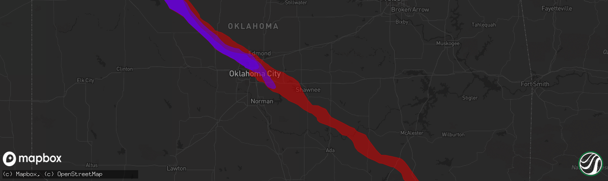 Hail map in Shawnee, OK on May 16, 2010