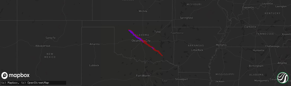Hail map on May 16, 2010