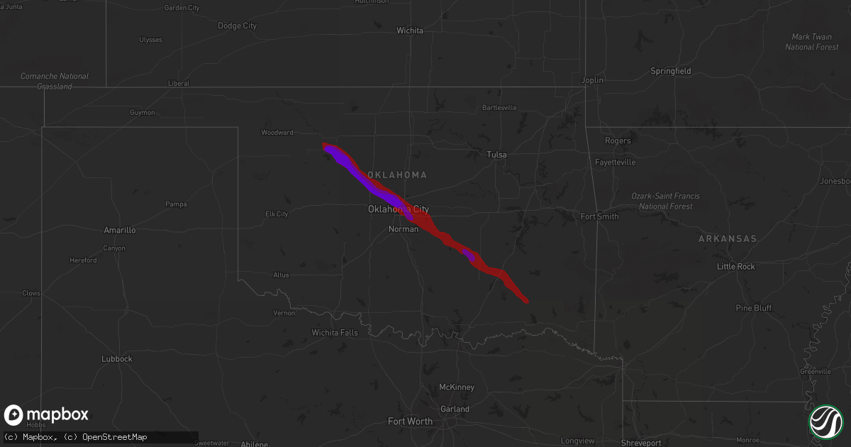 Hail map on May 16, 2010