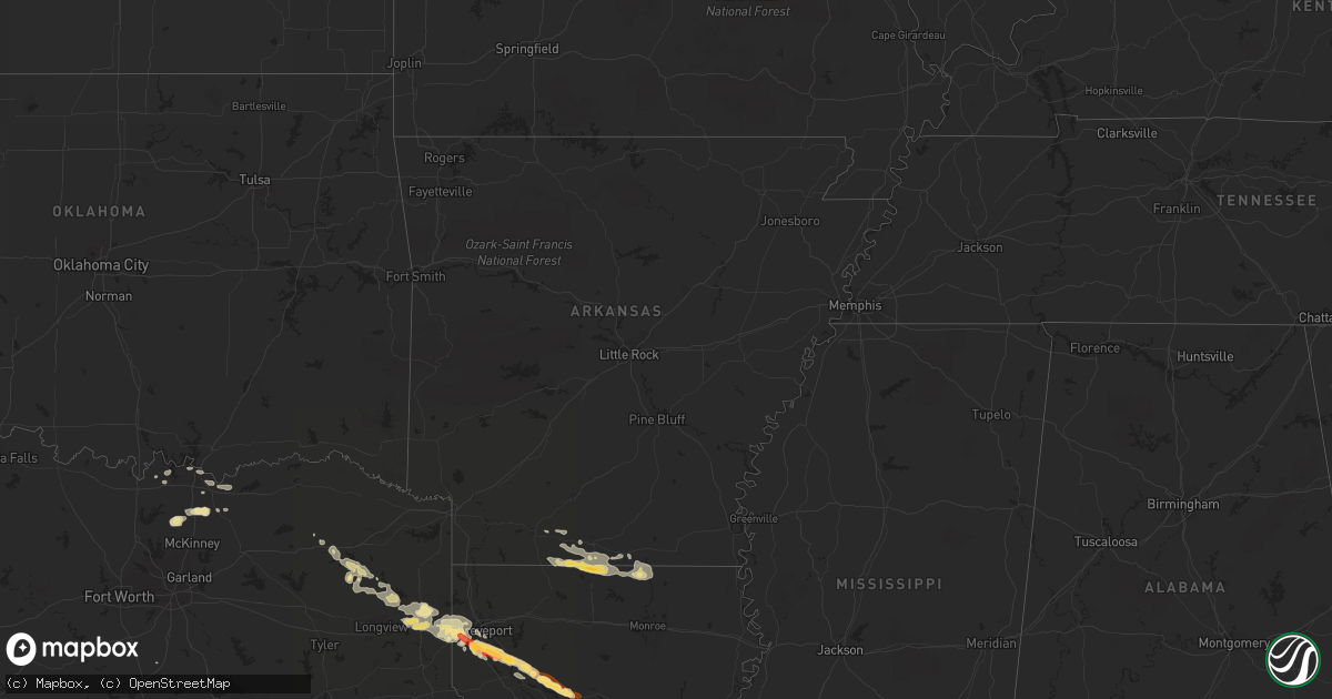 Hail map in Arkansas on May 16, 2013