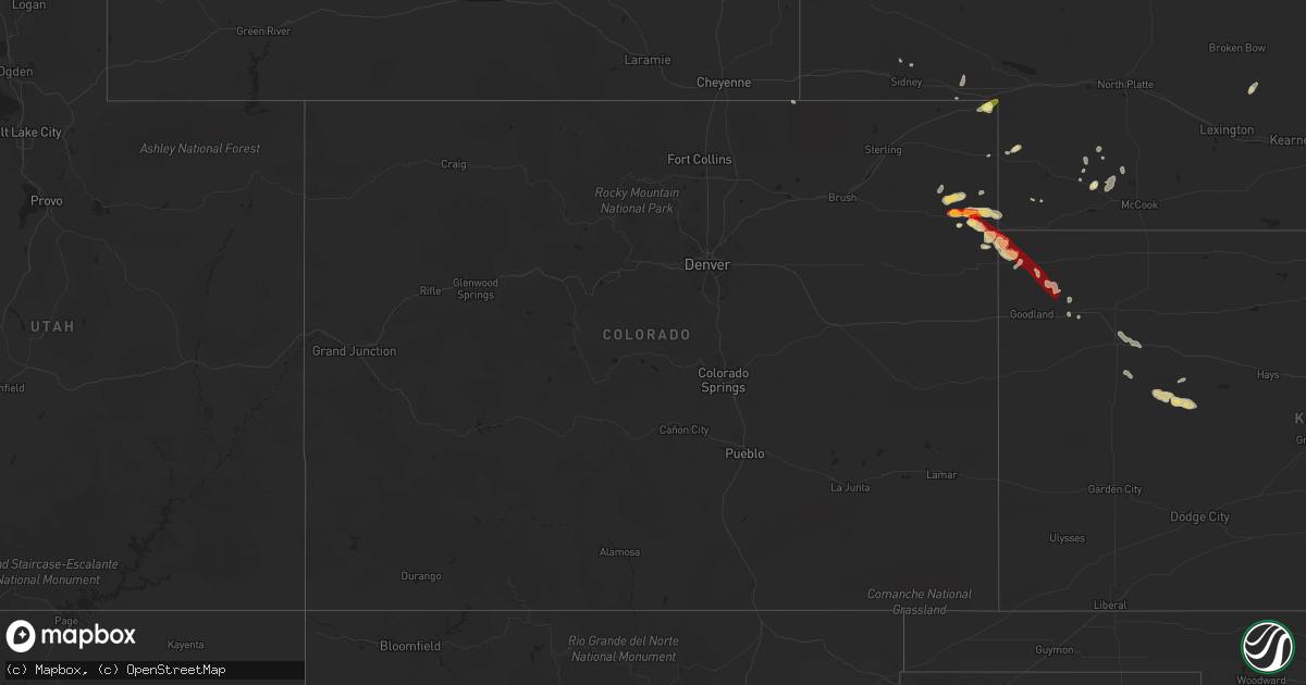 Hail map in Colorado on May 16, 2013